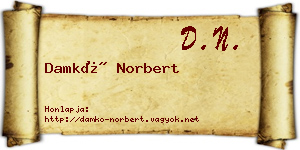Damkó Norbert névjegykártya